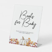 ラブホワイトカボチャの秋で赤ちゃんシャワー用の本 台座サイン (正面)