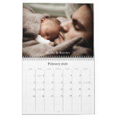 ラブホワイトカラーモダンブロックファミリーフォトコラージュ カレンダー (2月 2026)