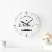 ラブホワイトモダン名前をカスタムするキッチン ラージ壁時計 (ホーム)