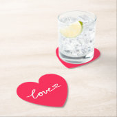 ラブホワイト文字オンピンク ペーパーコースター (インサイチュ)