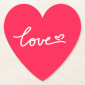 ラブホワイト文字オンピンク ペーパーコースター (正面)