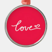 ラブホワイト文字オンピンク メタルオーナメント (正面)