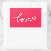 ラブホワイト文字オンピンク 長方形シール (バッグ)
