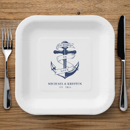 ラブホワイト航海のいかり結婚にアンカー ペーパープレート