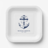 ラブホワイト航海のいかり結婚にアンカー ペーパープレート (正面)