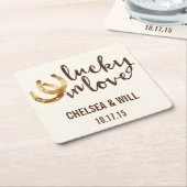 ラブホースシューズのコースター結婚でラッキー スクエアペーパーコースター (アングル)