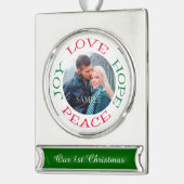 ラブホープ喜び平和写真テンプレート シルバープレートバナーオーナメント (左)
