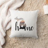 ラブホームミシガンタイポグラフィウィズハート クッション (ブランケット)