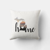 ラブホームミシガンタイポグラフィウィズハート クッション (裏面)