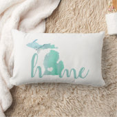 ラブホーム州オブミシガンウォーターカラーシルエット ランバークッション (ブランケット)