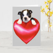 ラブボストンテリアのグリーティングカード カード (黄色い花)