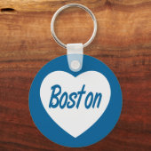 ラブボストンMAホワイトハートトラベルキーチェーン キーホルダー (正面)