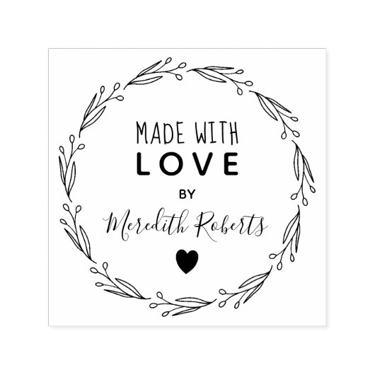 ラブボタニカルパーソナライズされたリース製 セルフインキングスタンプ (デザイン)