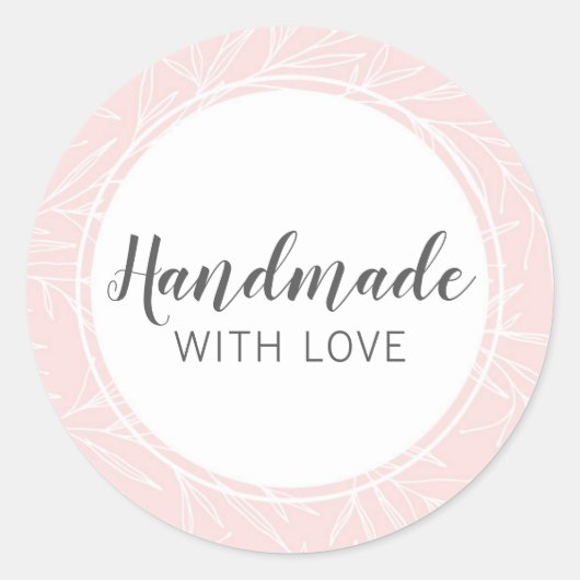 ラブボタニカルリーフモダン赤面手作り ラウンドシール (正面)