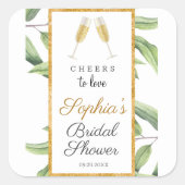 ラブボタニカル ブライダルシャワー パーティーにおめでとう スクエアシール (正面)