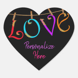 ラブボヘミアンカラフルかわいいロマンチックなステッカー ハートシール