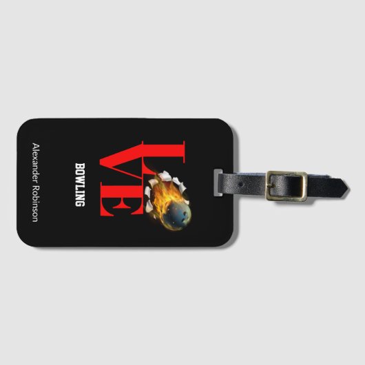 ラブボーリングパーソナライズされたスポーツ ラゲッジタグ (正面横)