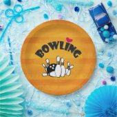 ラブボーリング- B&Wボーリングピンとボール ペーパープレート (パーティー)