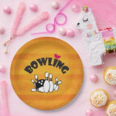 ラブボーリング- B&Wボーリングピンとボール ペーパープレート (パーティー)