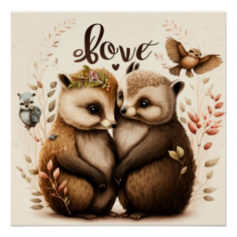 ラブポスターのハリネズミ ポスター