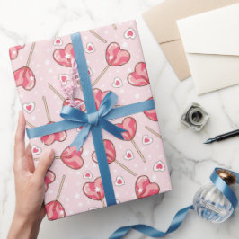 ラブポップ・アートのレトロバレンタインズラッピング紙 ラッピングペーパー