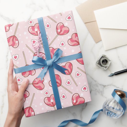 ラブポップ・アートのレトロバレンタインズラッピング紙 ラッピングペーパー (ギフト)
