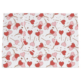 ラブポップ・アートのレトロバレンタイン ラージペーパーバッグ