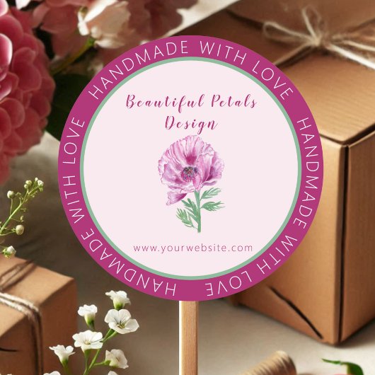 ラブポピー事業で手作り水彩 ラウンドシール