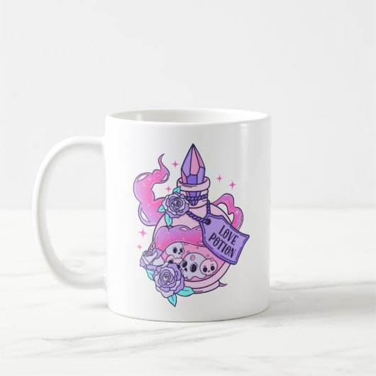 ラブポーションかわいいピンクハロウィンポーションボトル コーヒーマグカップ (左)