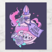 ラブポーションかわいいピンクハロウィンポーションボトル ワインラベル (シングルラベル)