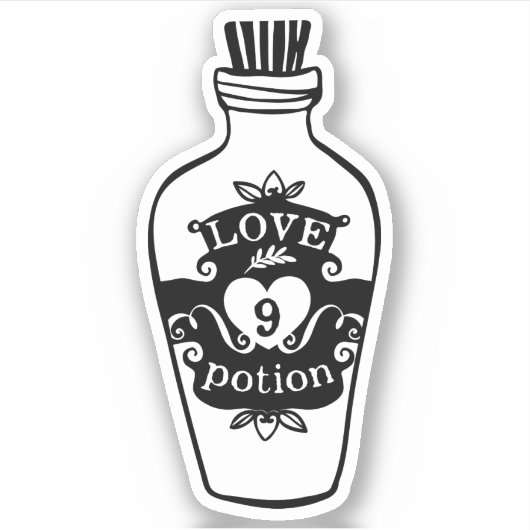 ラブポーション#9ボトルヴィンテージ白黒 シール (正面)