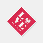 ラブポーランドポーランドポルスカホワイトイーグルカスタム文字 スタンダードカクテルナプキン (角)