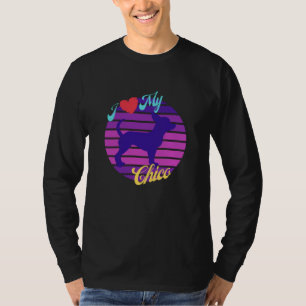 ラブマイチコチワワドッグレトロサンセット Tシャツ