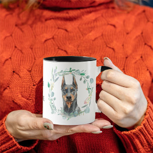 ラブマイドーベルマン(犬)リースコーヒーマグ マグカップ