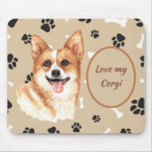 ラブマイペンブロークウェルシュコーギードッグポープリント マウスパッド (正面)