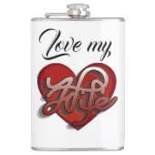 ラブマイ妻ハートデザイン フラスク (正面)