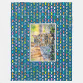 ラブマイ子猫あなたの猫フォトプリントティール(緑がかった色) フリースブランケット (正面)