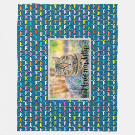 ラブマイ子猫あなたの猫フォトプリントティール（緑がかった色） フリースブランケット