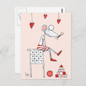 ラブマウスとハート ポストカード (正面/裏面)