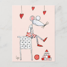 ラブマウスとハート ポストカード