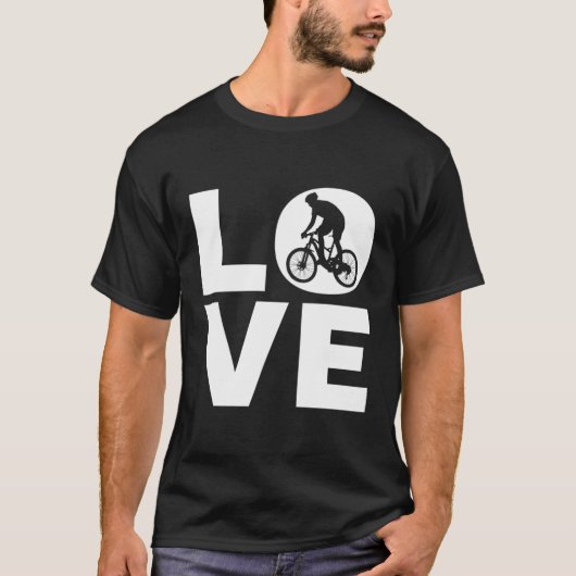 ラブマウンテンサイクリングi love Mtbマウンテンバイクもしくは自転車に乗る人 Tシャツ (正面)
