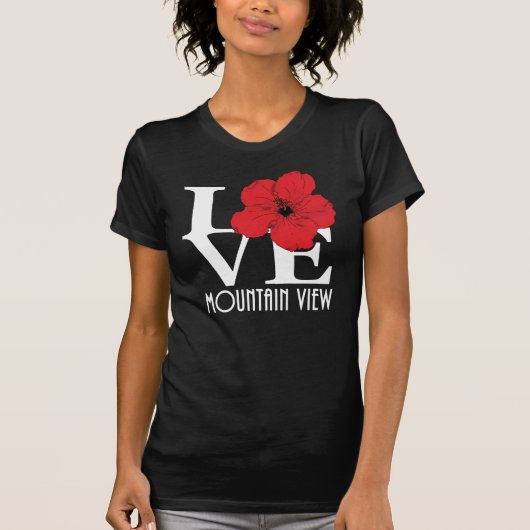 ラブマウンテンビューレッドハイビスカス Tシャツ (正面)