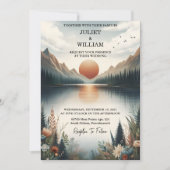 ラブマウンテンレイクサイドフォレストアウトドアレイク結婚ズ 招待状 (正面)