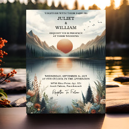 ラブマウンテンレイクサイドフォレストアウトドアレイク結婚ズ 招待状