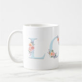 ラブマグパステルフローラアルファベットタイポグラフィ コーヒーマグカップ (左)