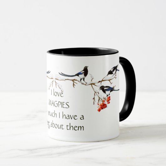 ラブマグピー私はマグカップおもしろい引用文鳥を持っている マグカップ (正面右)