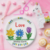ラブマザーアースガーデンフラワーホワイト ペーパープレート (パーティー)