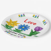 ラブマザーアースガーデンフラワーホワイト ペーパープレート (アングル)