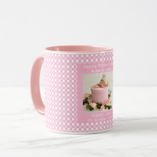 ラブマシンプルムエレガントガーリー白とピンクの写真 マグカップ (正面左)