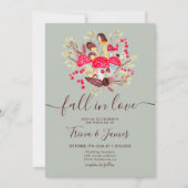 ラブマッシュルームの緑の素朴な写真の結婚秋 招待状 (正面)